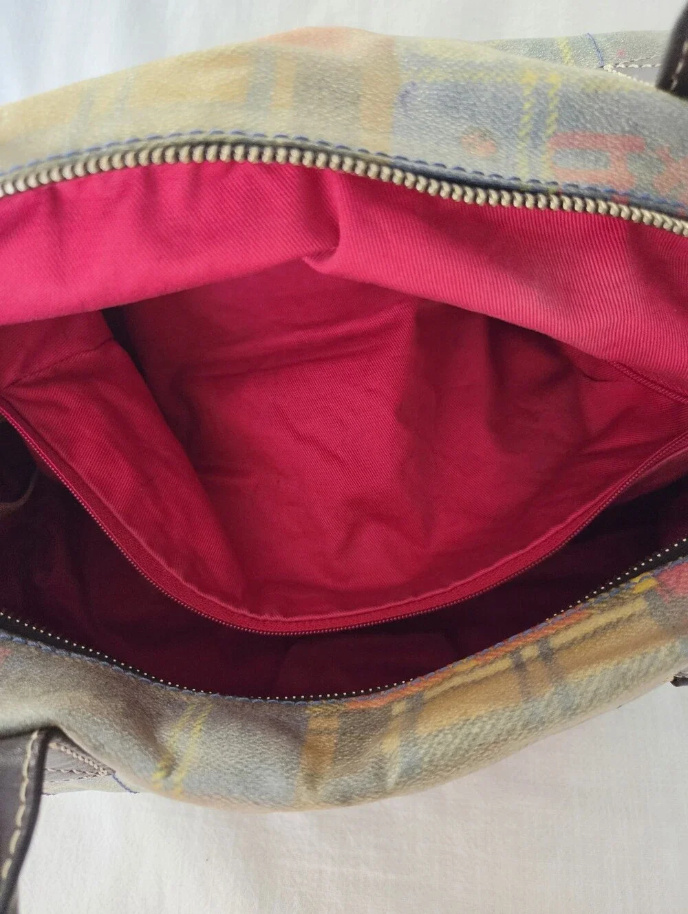 Vintage Dooney & Bourke Plaid Ladybug Madras Plaid Satchel, 1975